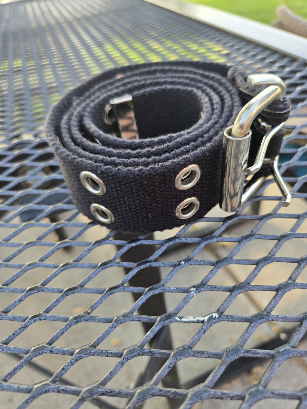 Black Canvas Men’s Belt with Silver Hardware